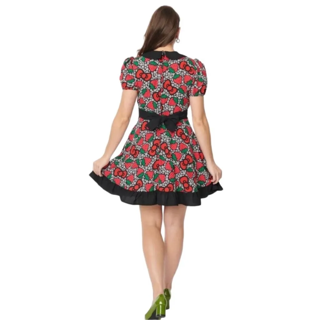Hello Kitty x Smak Parlour Rare  Limited Edition Mini Strawberry Floral Dress L - Image 12