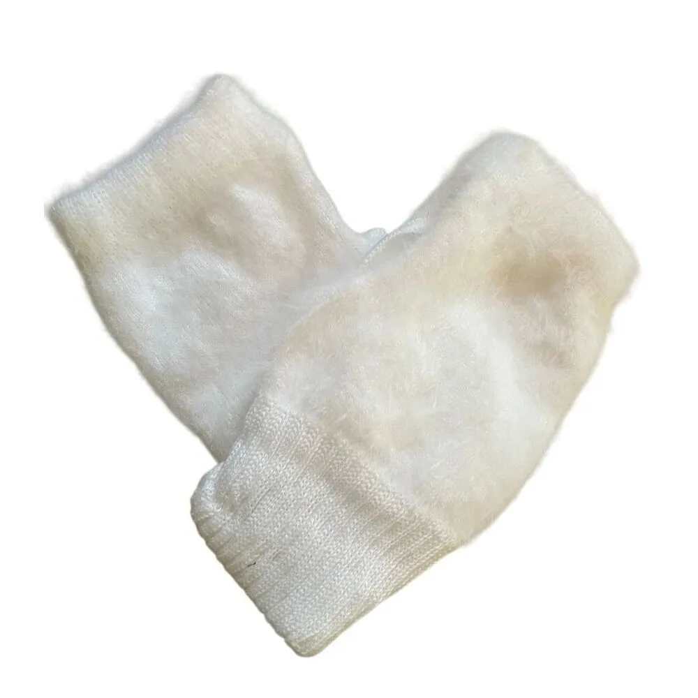 Cozy White Fuzzy Fingerless Winter Gloves Women’s Soft Warm Hand Warmers White - Image 6