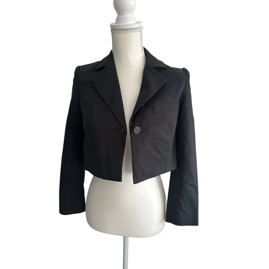 SOMETHING NAVY Black Cropped Blazer Jacket Size XXS NEW with tags - Image 4