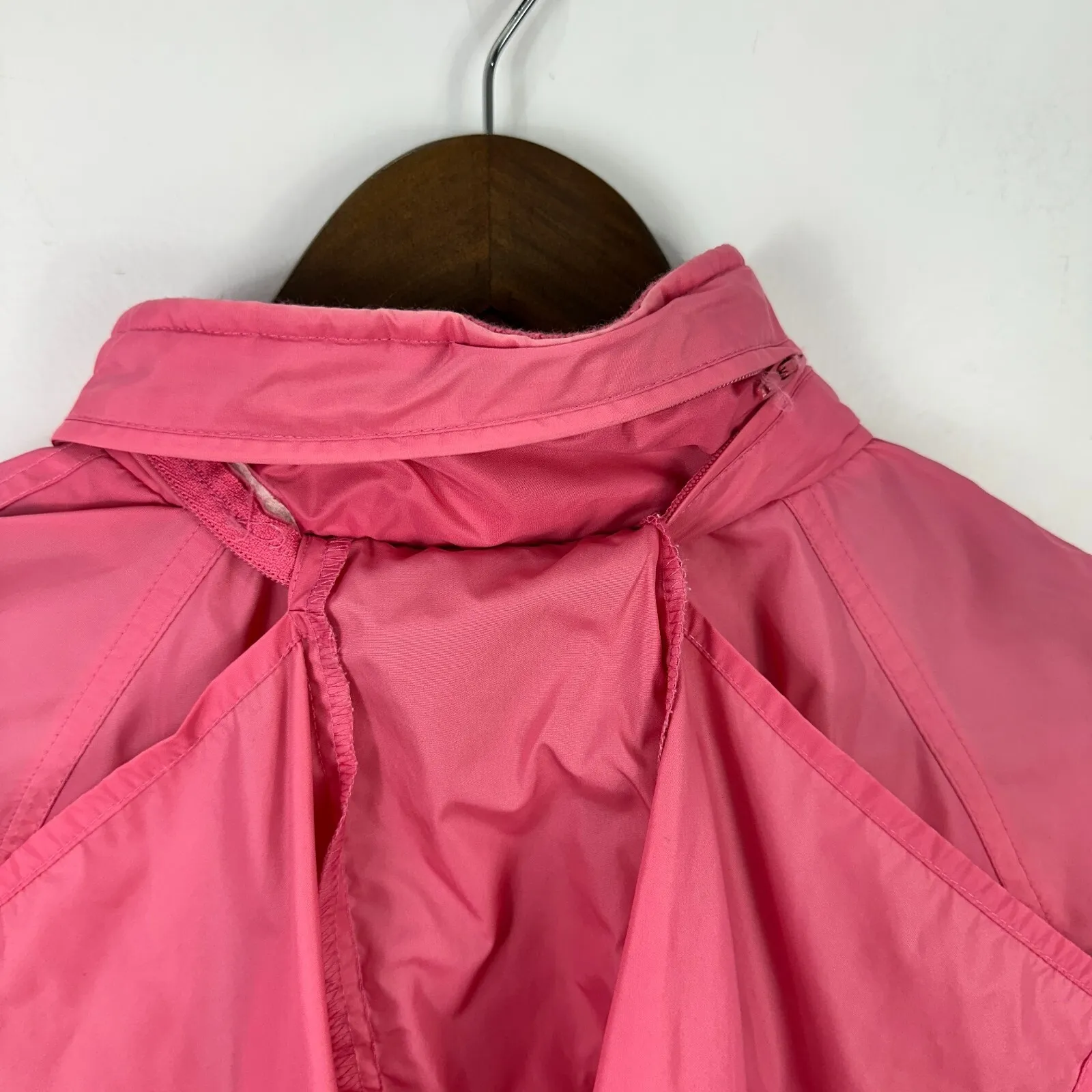 Woolrich Windbreaker Women Pink L Vintage 80s 90s Utility Zip Mesh Vent Retro‎ - Image 7