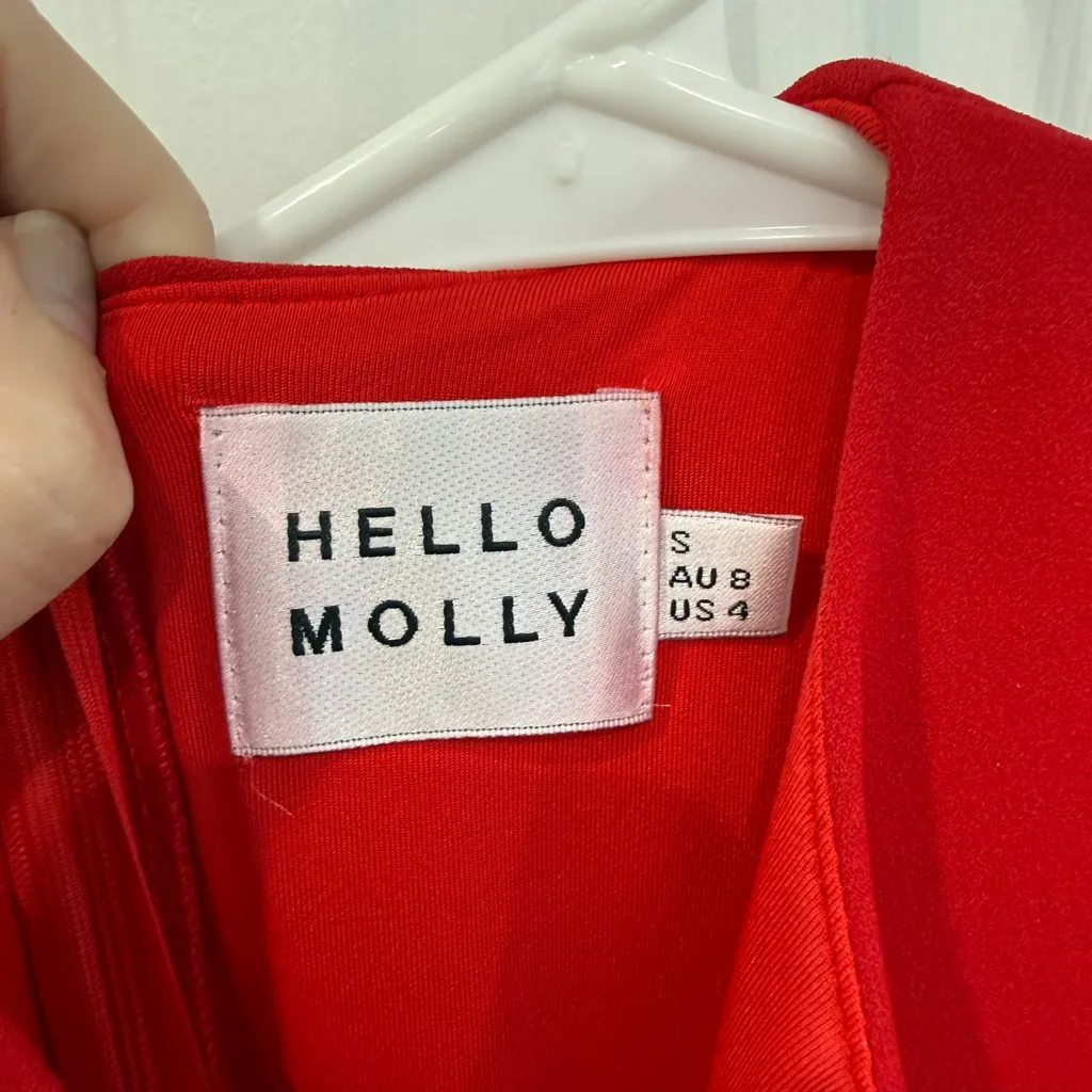 Hello Molly Girl in the Shadow Midi Asymmetrical Red Dress Women’s Size Small - Image 6