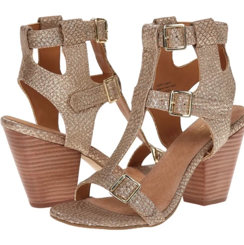 Gold Electro Dress Sandal Heels Size 7 - Image 2