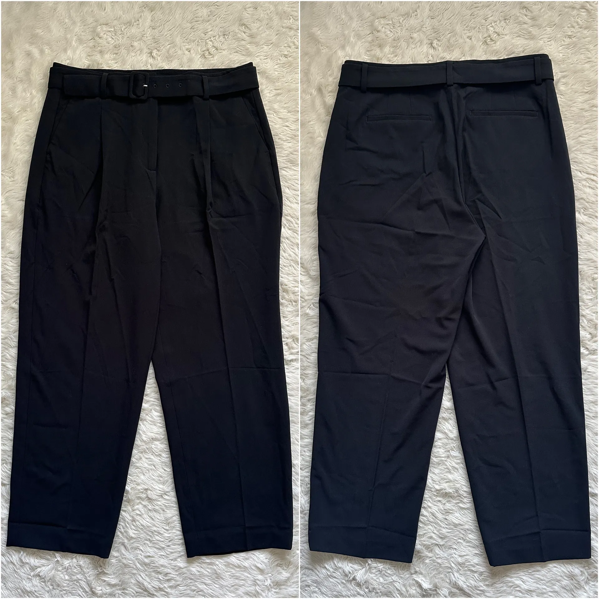 J. Crew Factory Pants Petite Belted Straight-Leg Trouser Black 12P NWT New - Image 3