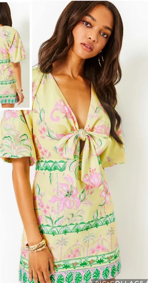 Lilly Pulitzer Soumya Short Sleeve Bow Romper Women’s 12 - Image 2