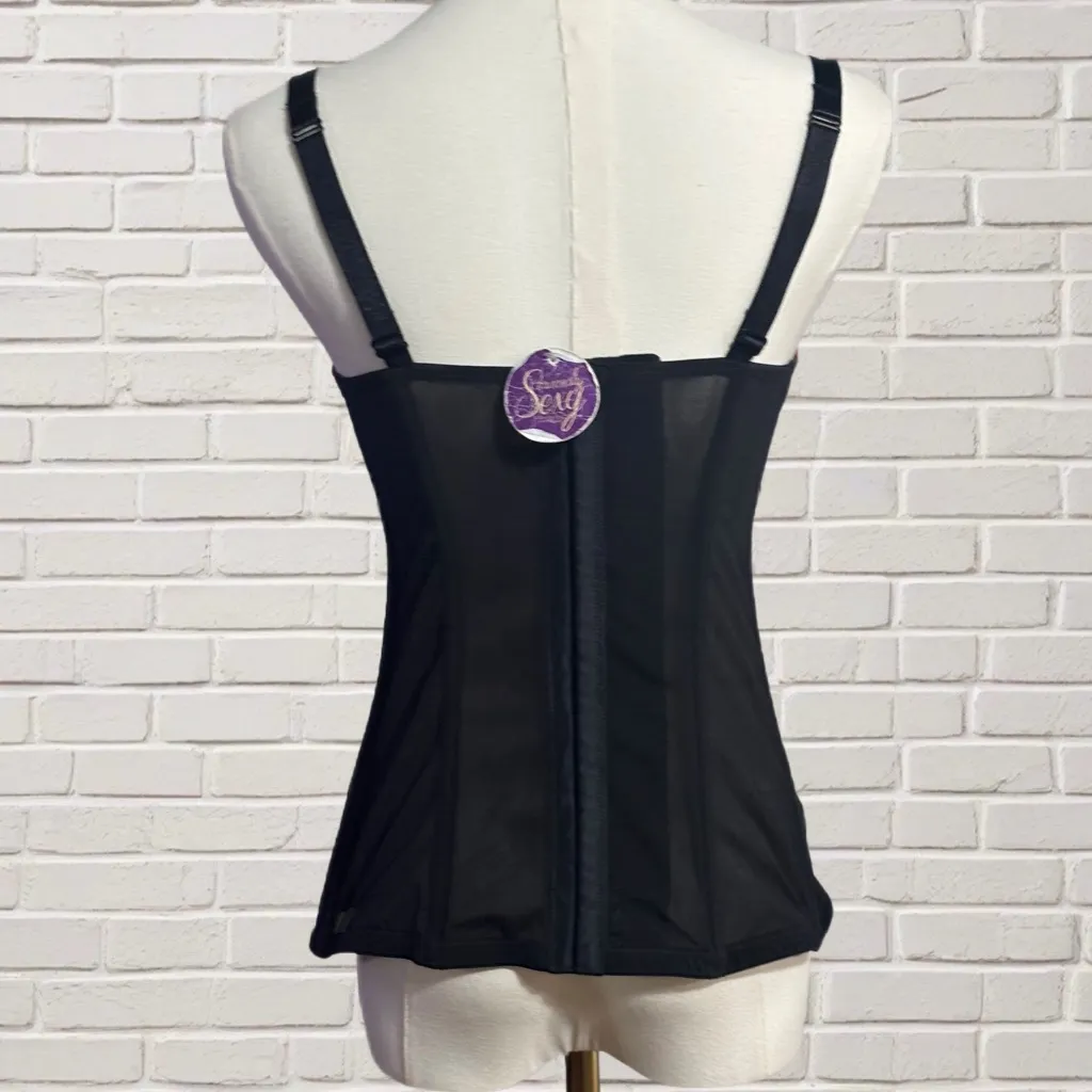 Cacique Black Pink Lace Bustier Corset Top Boning Plus Size 14/16 Whimsigoth - Image 2