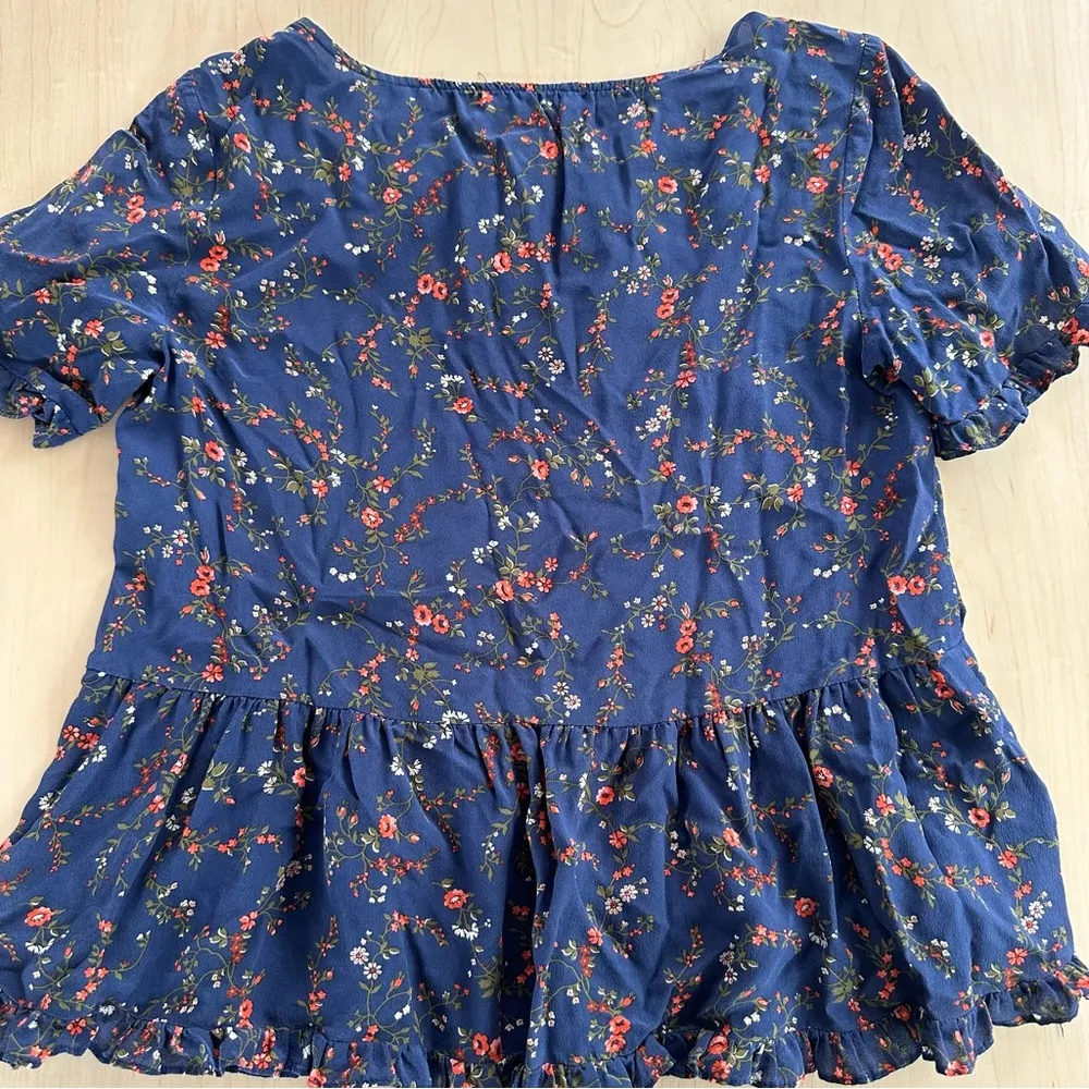 Madewell Silk Stanza Ruffle Hem Top In Moonless Floral - Image 6