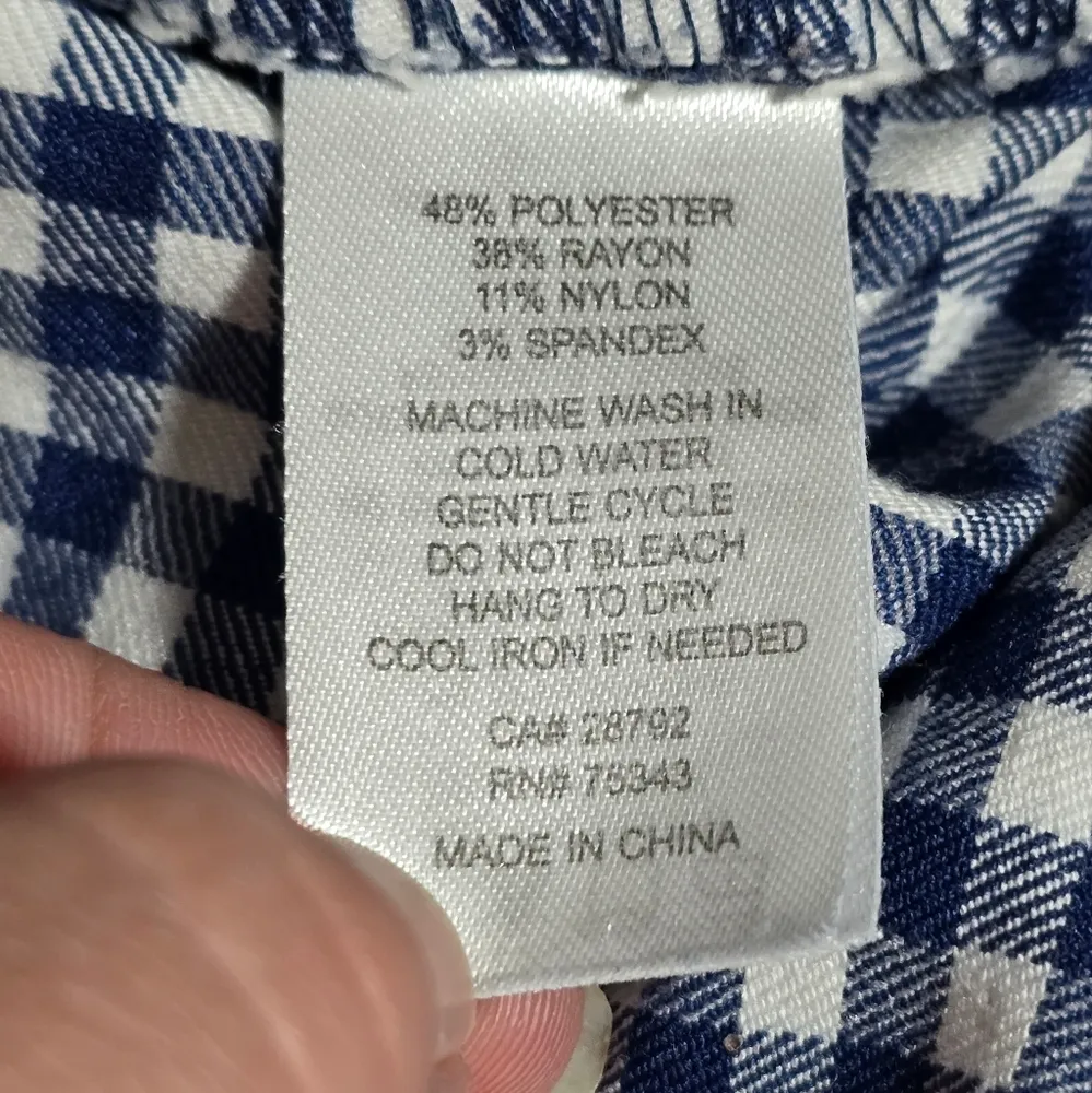 Cynthia Rowley Blue & White Gingham Rugfle Detail Slim Ankle Pants Size 10 - Image 10