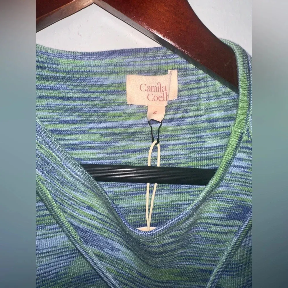 Camila Coelho Aideen Cut Out Knit Top in Blue Spacedye - Image 4