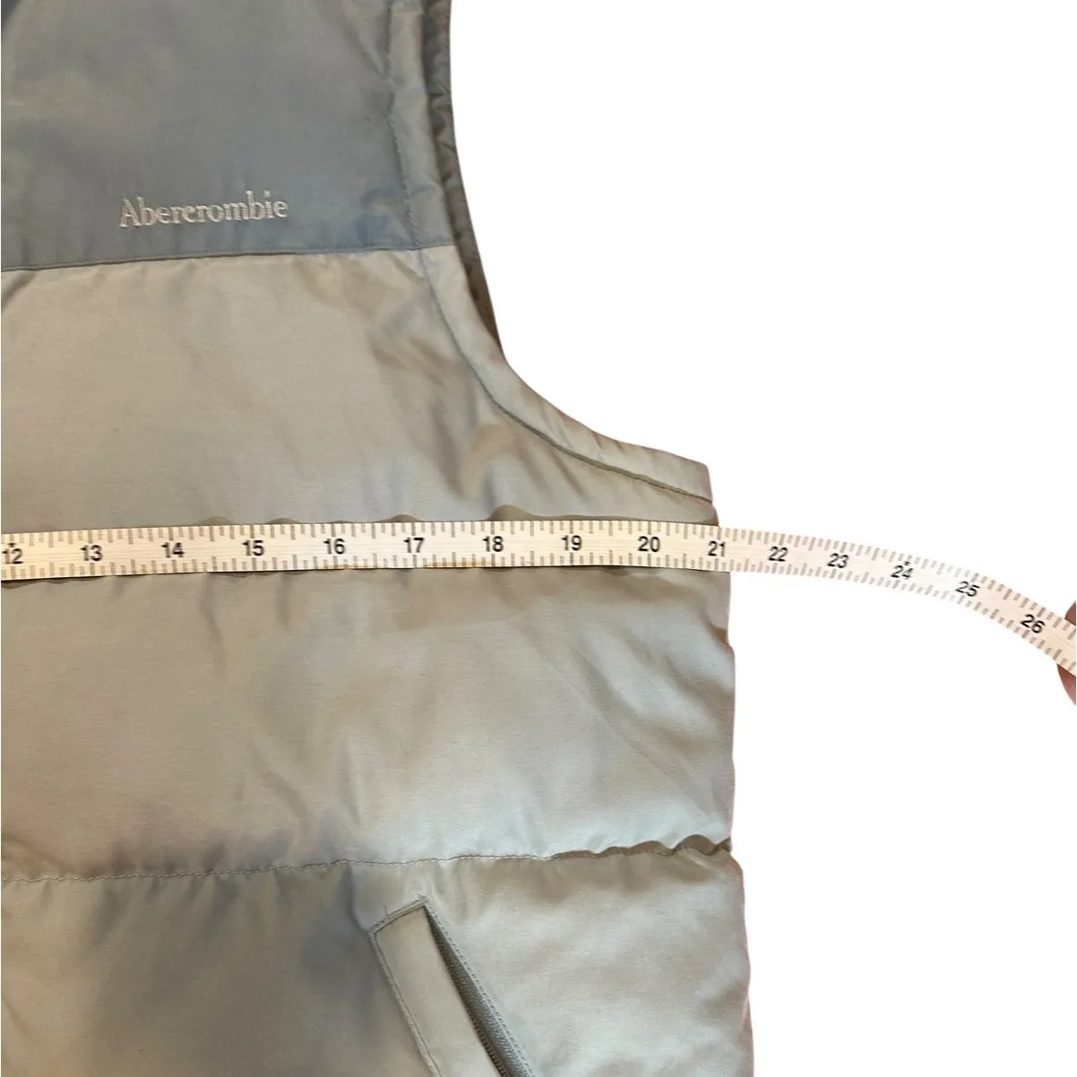 ABERCROMBIE & FITCH Women's MEDIUM Puffer Vest Vintage Blue Retro Goose Down - Image 4
