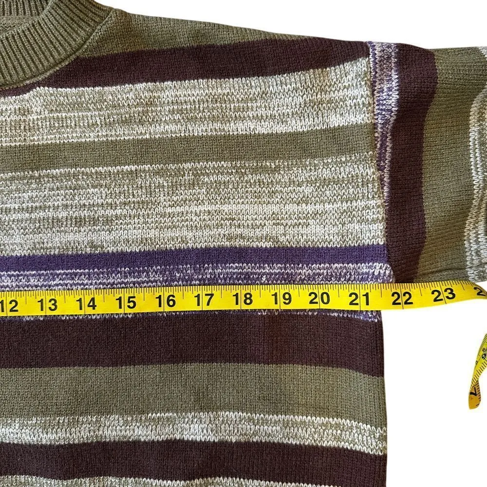 VTG Emmiol Womans Striped Crew Neck‎ Knit Sweater Small Pistachio Green Purple - Image 5