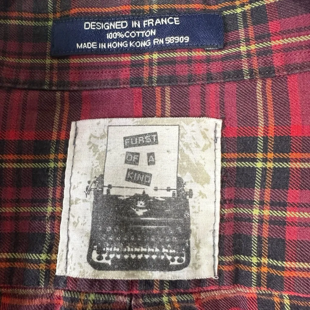 Vintage 90s Grunge Reworked Oversized Hoodie Button Down Tartan Plaid Shirt OS Red Size L - Image 11