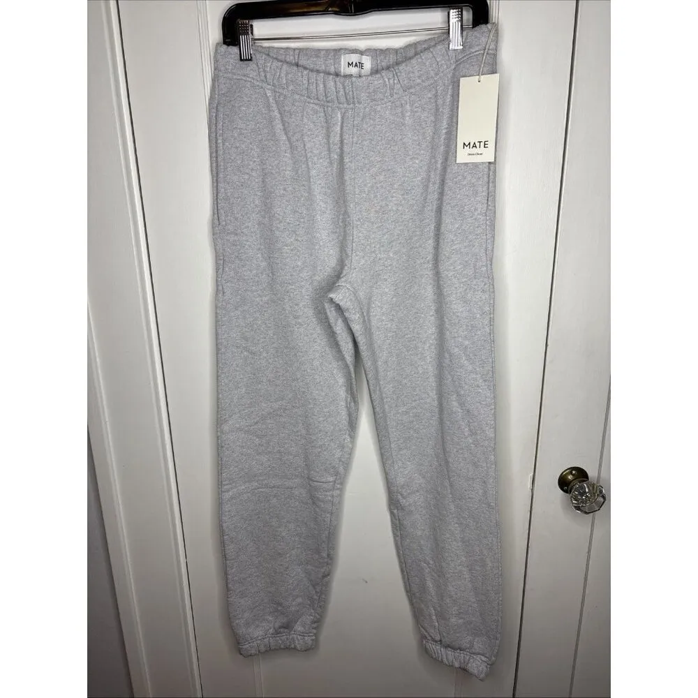 Mate the Label Organic Fleece Relaxed Pocket Sweatpant Heather Grey Xsmall $128 - Image 5