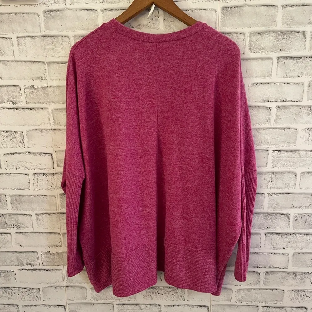 Women’s Zenana Free Flowing Fall Sweater Lightweight Magenta Medium - Image 3