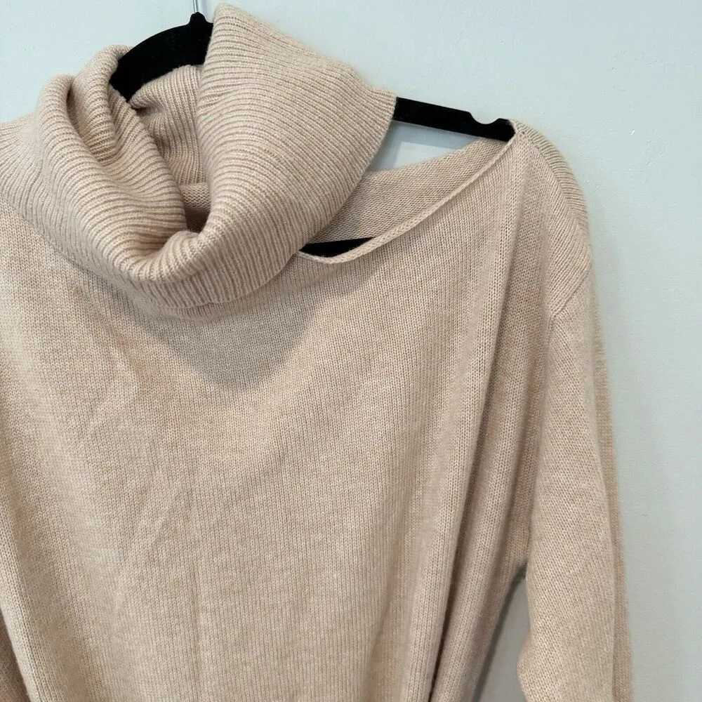 PAIGE Raundi Cutout Turtleneck Midi Wool Blend Dress In Camel Size Large 1603 - Image 5