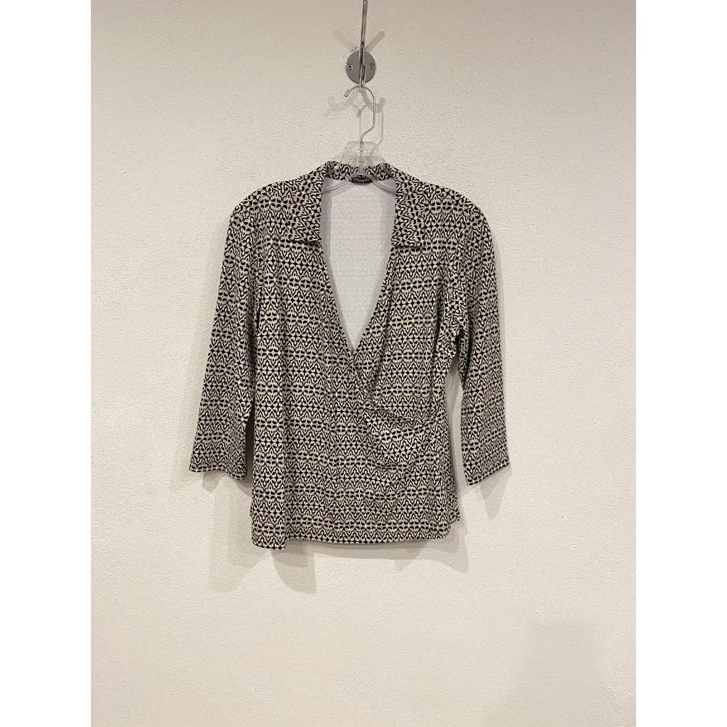 J McLaughlin Shirt Womens Large Long Sleeve V Neck Stretch Pattern Top Blouse - Image 2