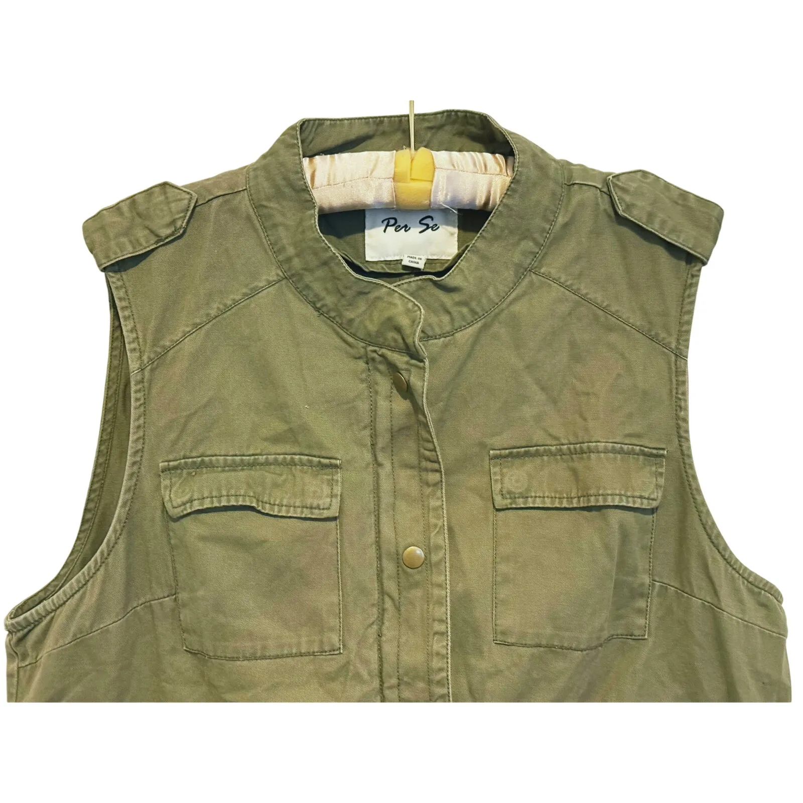 Per Se Gorpcore Utility Cargo Vest 1X Green Indie Boho Earthy Safari Biker Y2K - Image 4