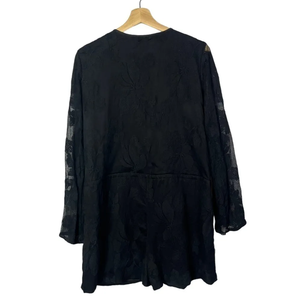 Boutique SEN Black Long Sleeve Wrap Front Romper 3 L Size L - Image 2