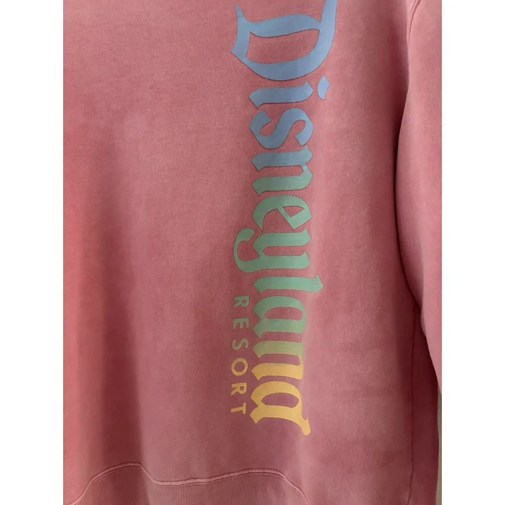 Disneyland Resort Spellout Sweatshirt Size M Pink Pullover Fleece Oversize Comfy - Image 11