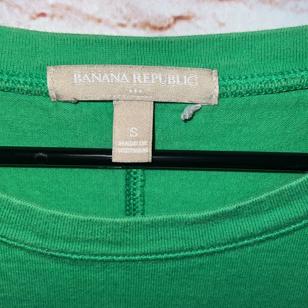 Banana Republic Dress Womens Small Green White Blue Striped Shirt Dress Cotton - Image 4