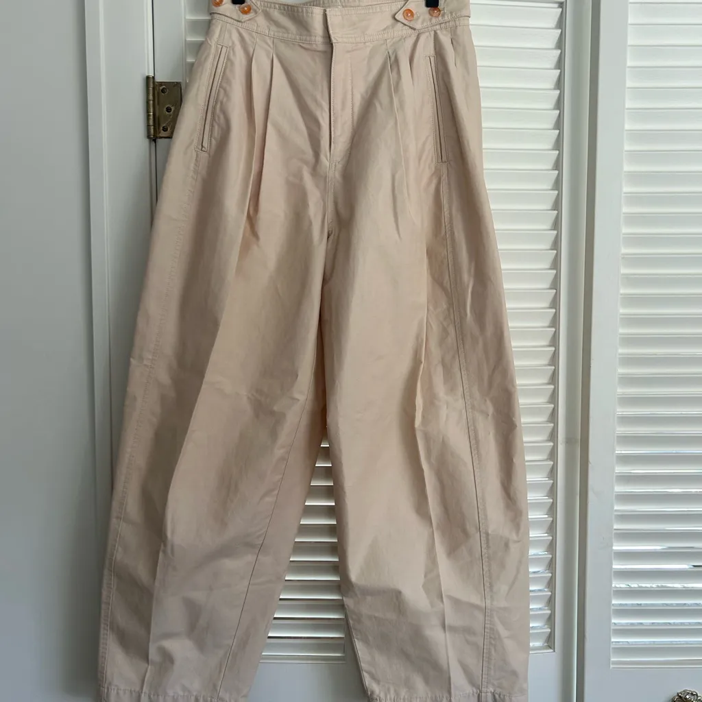 Maeve Anthropologie Utility Barrel Trouser Pants Sz 2 Neutral Pleated Tan Beige - Image 3