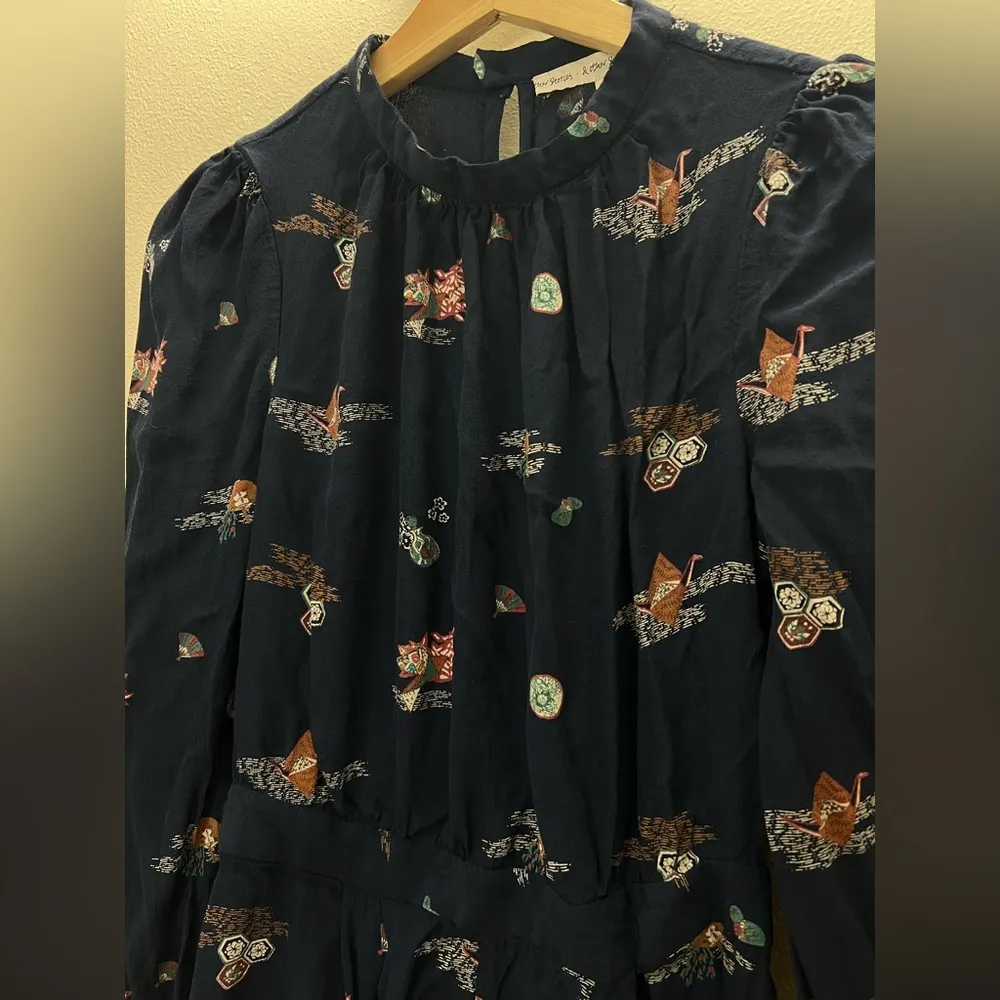 & Other Stories Origami Asian Navy Blue Mini Dress Size 6 /Small - Image 4