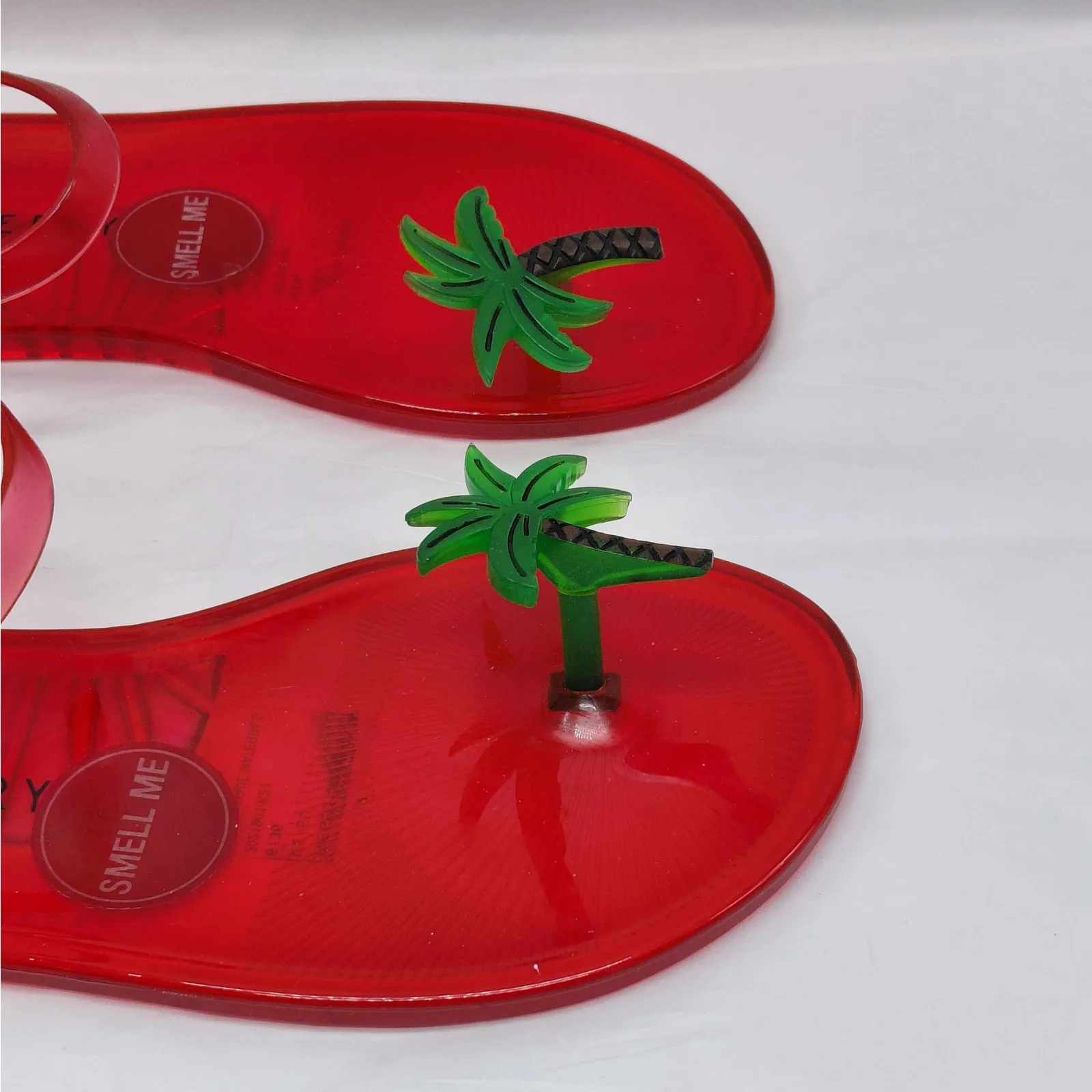 Katy Perry The Geli Thong Sandals Women 6 Red Palm Tree Slip On Casual Flip Flop - Image 5