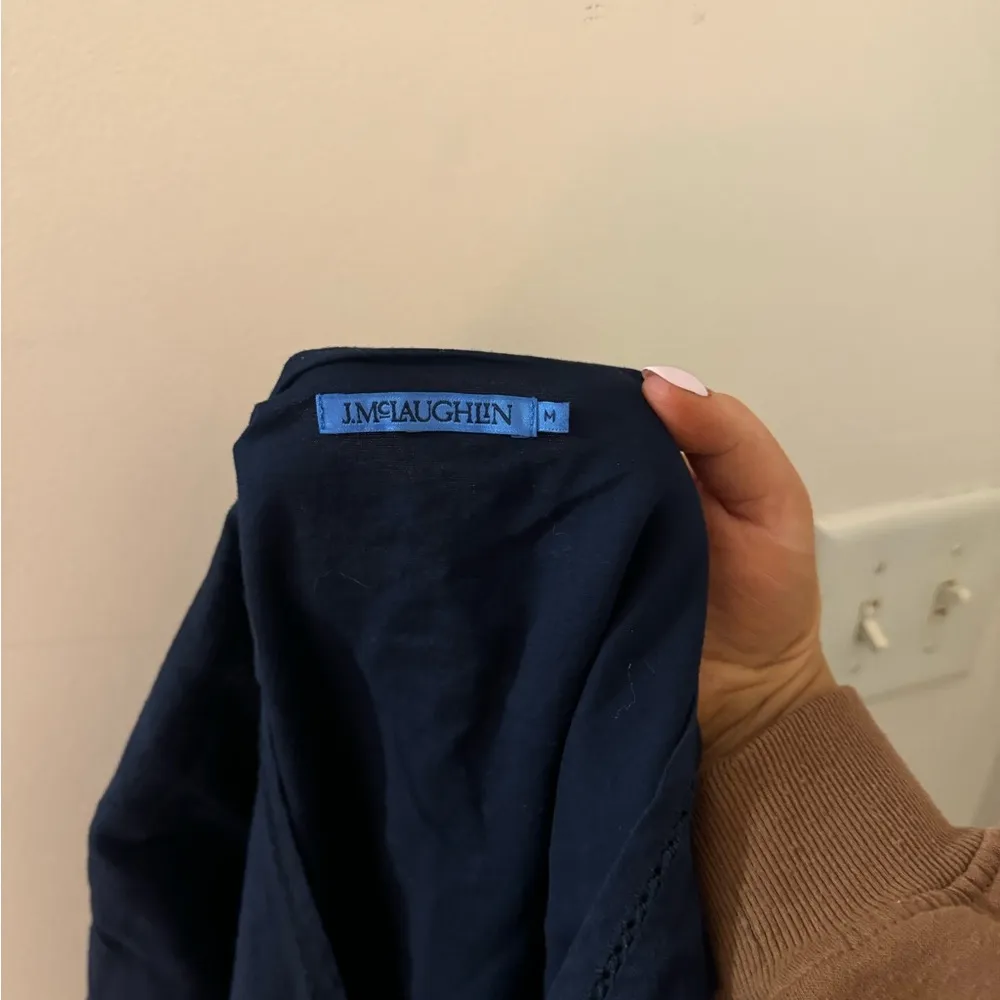 J mcglaughlin linen blend navy ankle length dress size M - Image 5