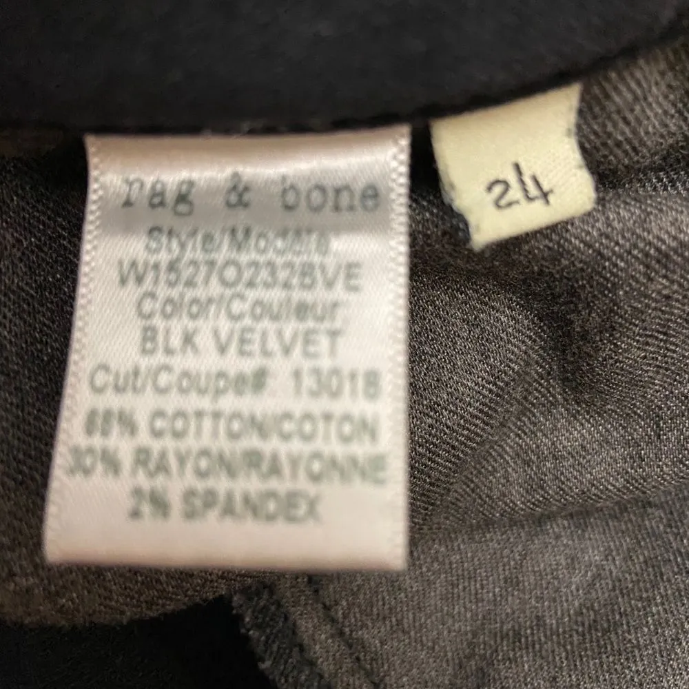 Rag and Bone  Black Velvet Zipper Capri Skinny Jean - Image 8