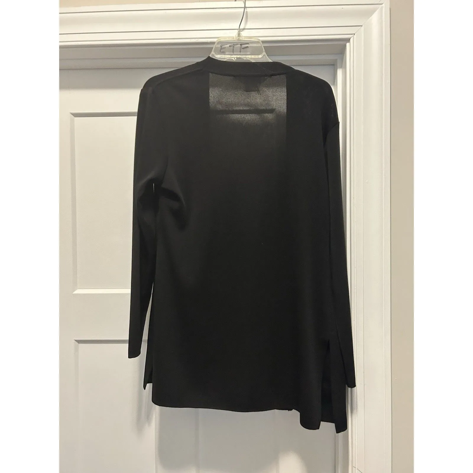 Exclusively Misook Black Open Front Cardigan Pockets Minimalist City Size XS - Image 3