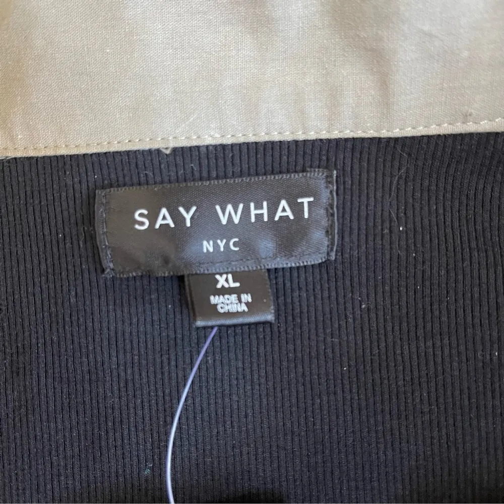 Say What NYC Cotton Black and Khaki Green mini Dress Bubble skirt Sz XL - Image 9