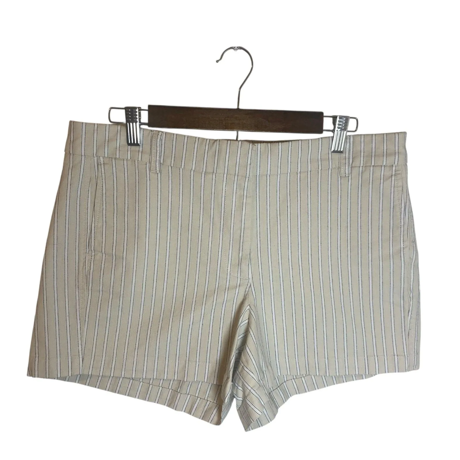 J. Crew Shorts Women's Size 12 Beige Striped Chino Preppy Summer Minimalist NWT - Image 2
