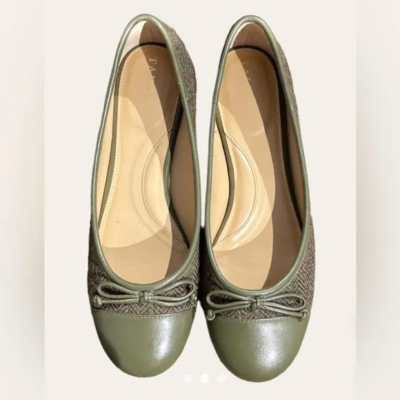 Talbots Blair Cap Toe Tweed Green Ballet Bow Flats - Image 2