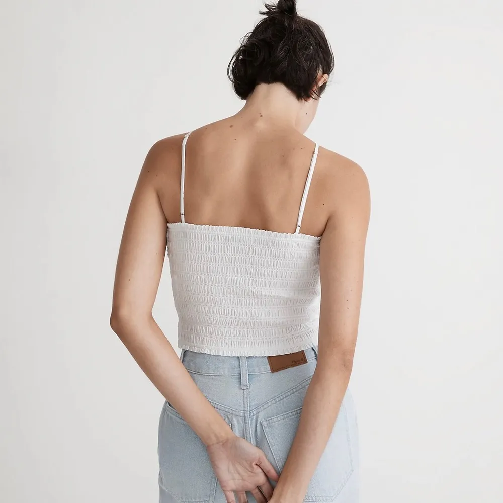 Madewell Poplin Smocked Halter Crop Top - Image 2