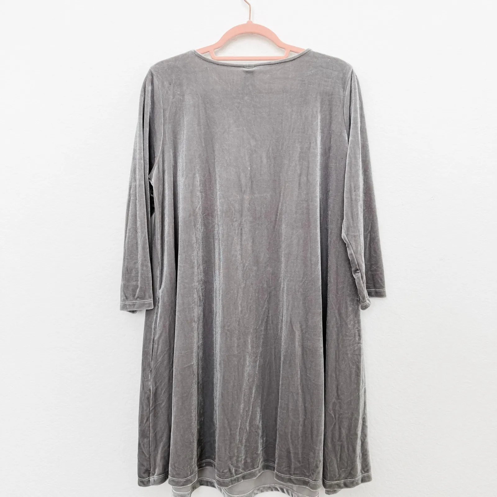 Agnes & Dora Womens Velvet Dress Size XL Gray 3/4 Sleeve Holiday Minimalist Glam - Image 5