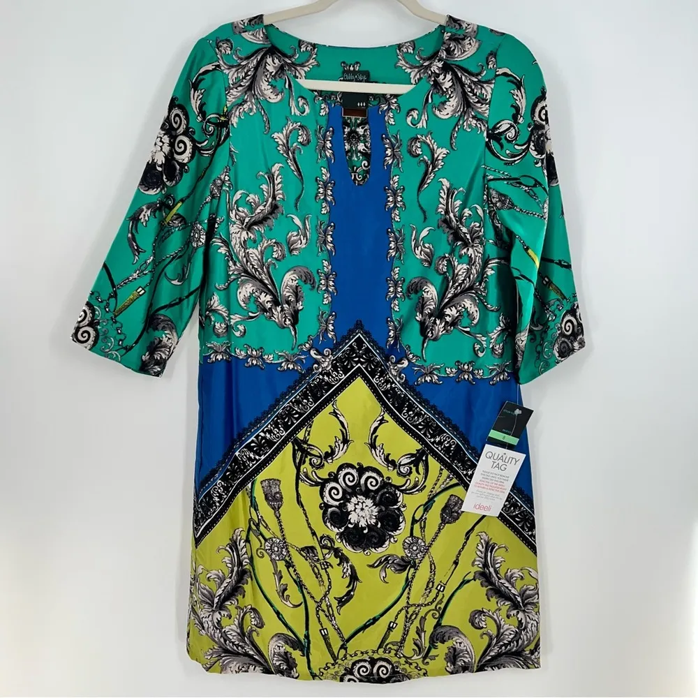 Gabby Skye Women's 3/4 Sleeve Color Block Roman Left Printed Sheath Dress-Size 8 - Image 3