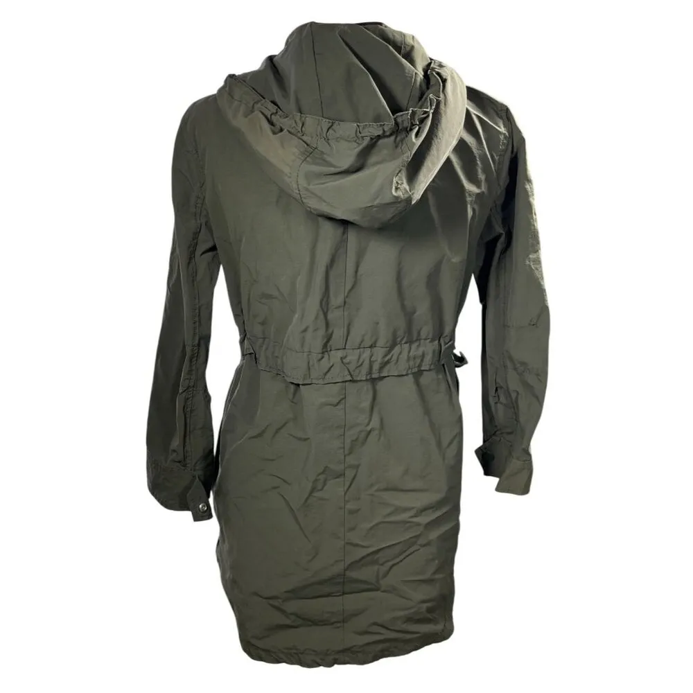 J Crews Women's Military Jacket Green Anorak Lightweight Hooded XXSP Petite - Image 3