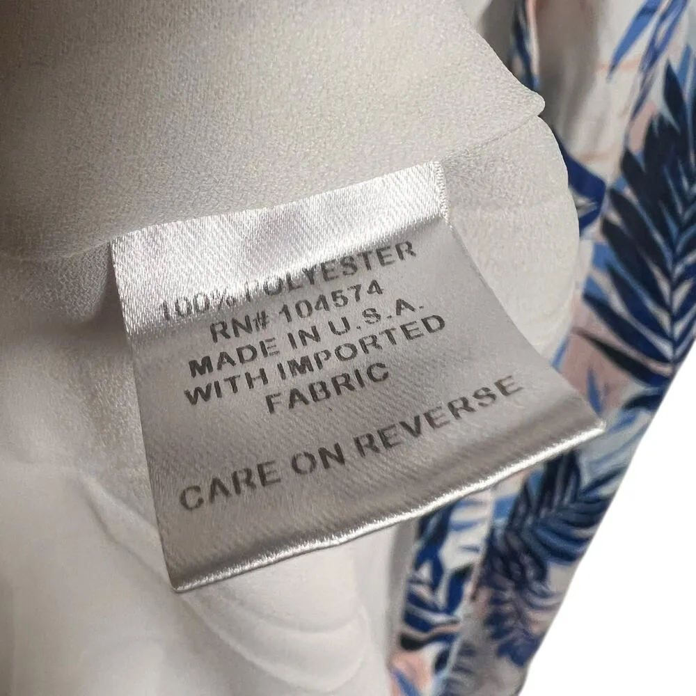 Slate & Willow Blue Tropical Leaf Print Handkerchief Hem Sleeveless Dress Size S - Image 9