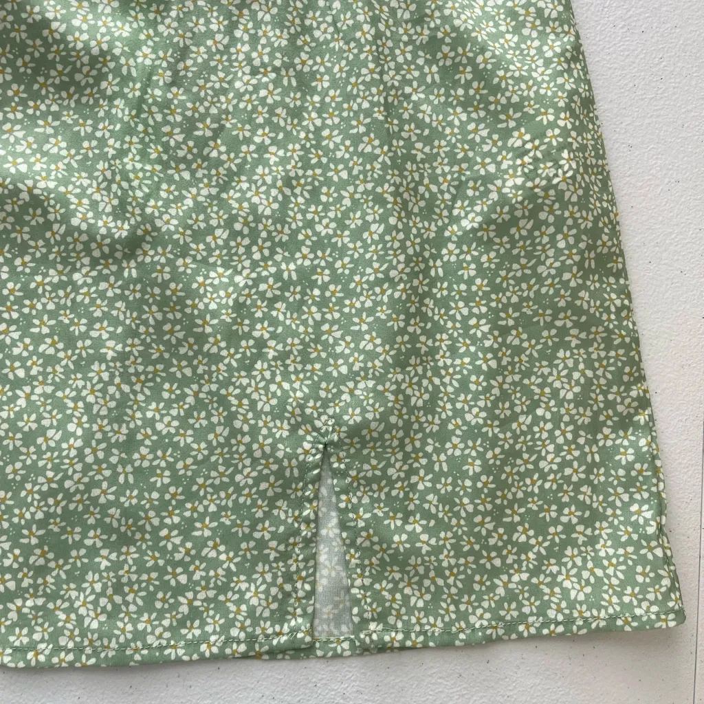 NEW Zaful women’s light green floral puff sleeve mini summer dress spring small‎ - Image 7