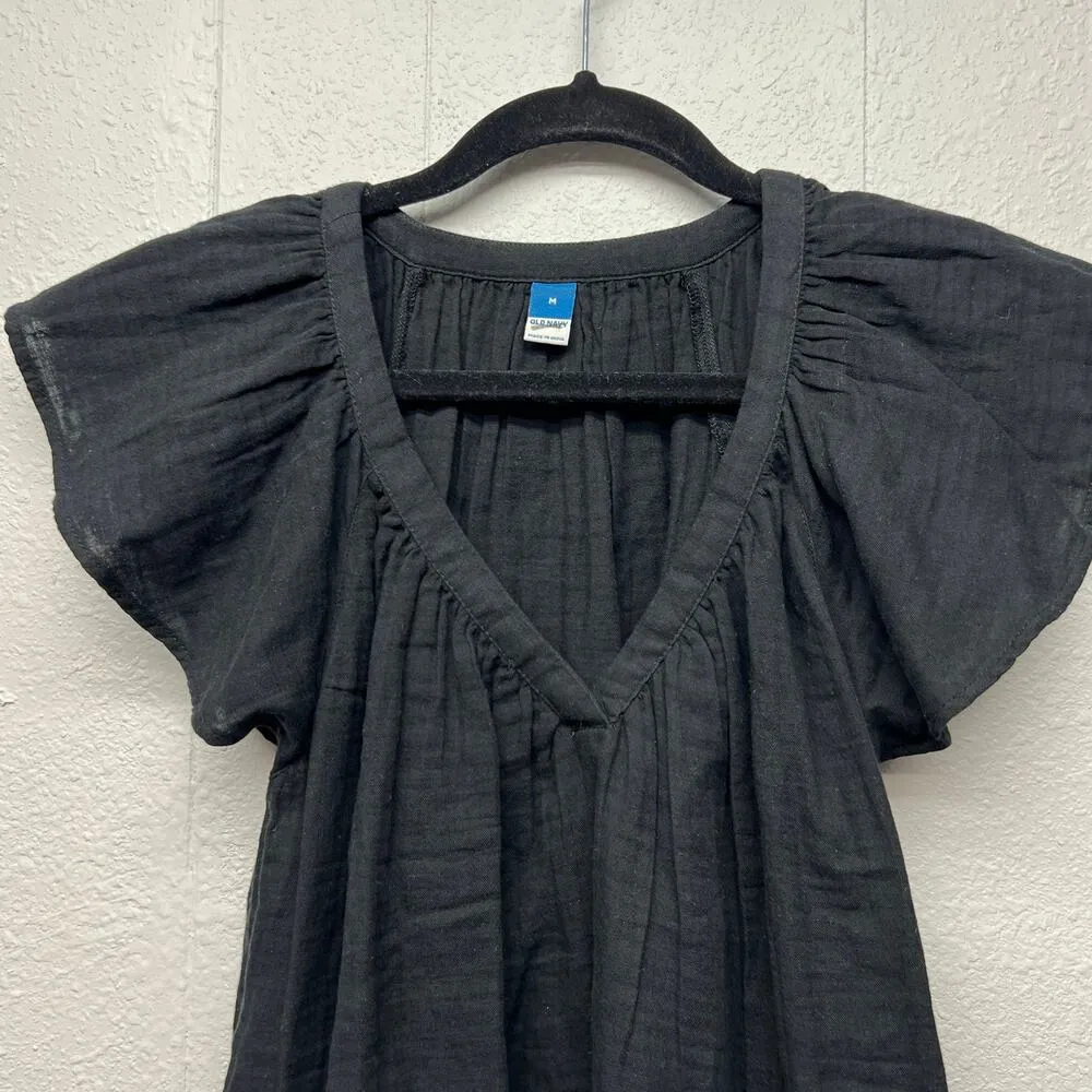 Old Navy Gauzy Flutter Sleeve Top Womens Medium Beachy Cottagecore Breathable - Image 3