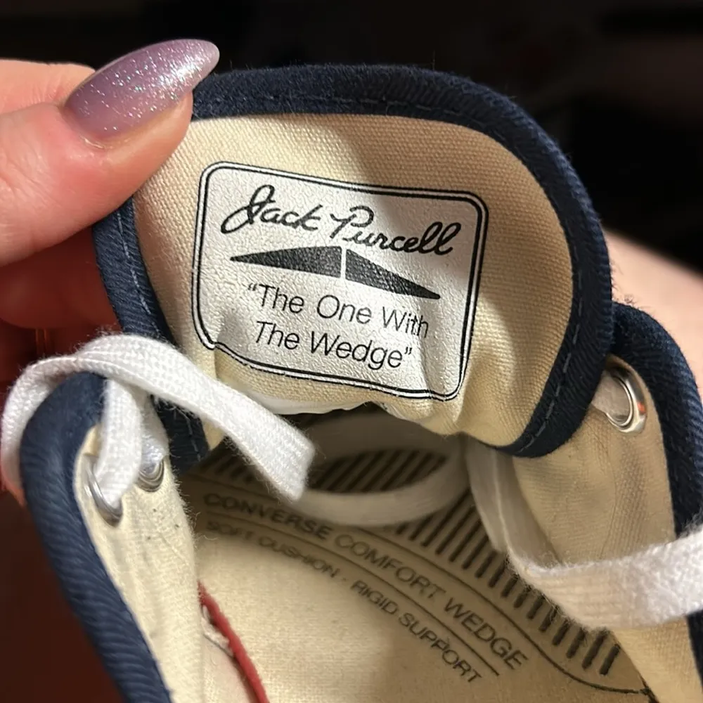 Converse + Jack Purcell - the one with the wedge. Women’s 7 Navy sneakers - Image 4