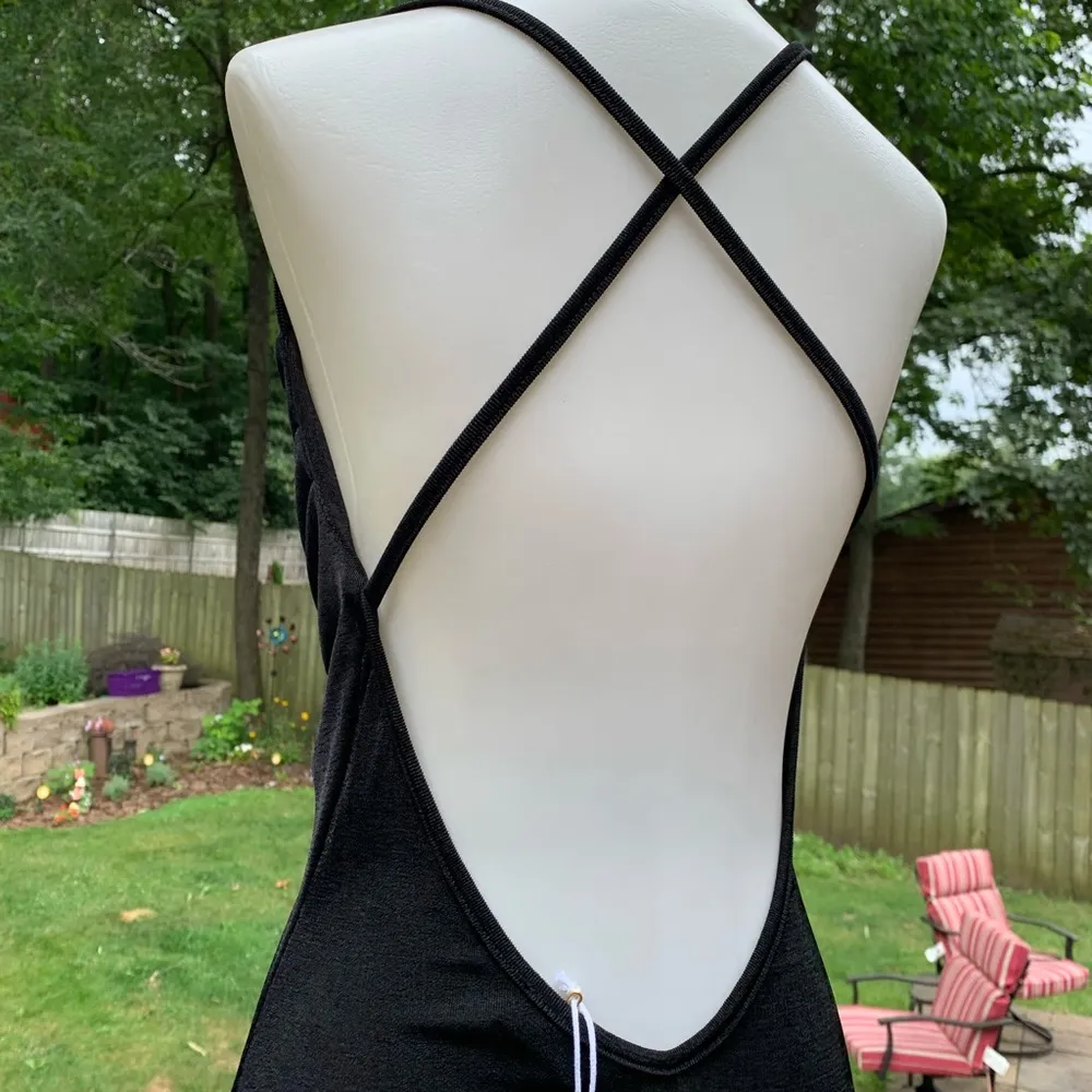 New NWT Runway The Label Slinky Black Slip Maxi Dress Size S Small Stretch - Image 5