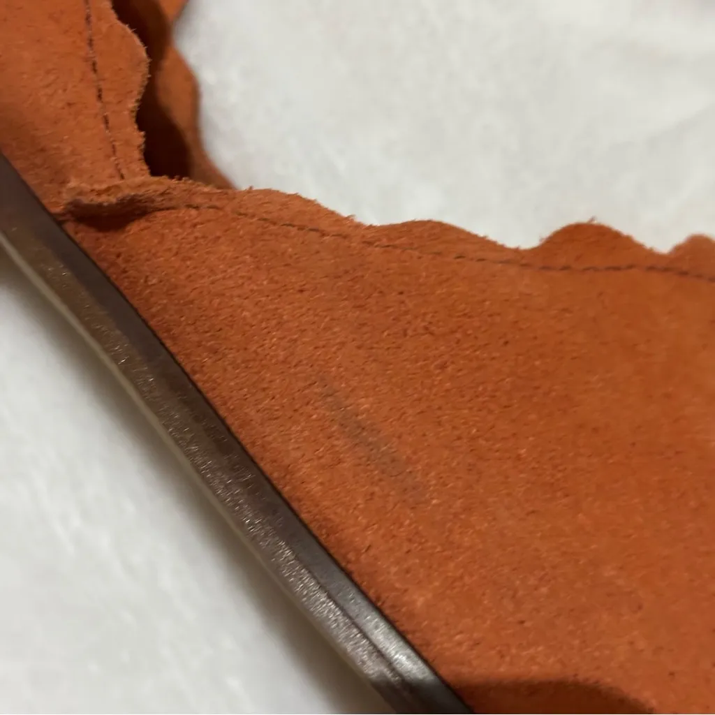 Anthropologie Klub Nico Women’s Georgette Scalloped Flats Orange Suede size 8 - Image 11