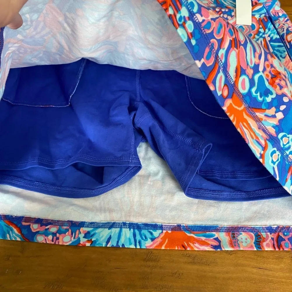 NWT Talbots size large coral blue red mini skirt skort beach - Image 4