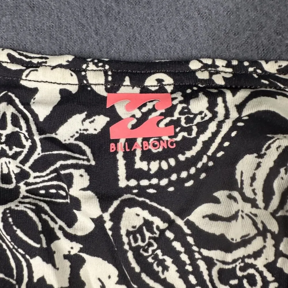 Billabong Crop Top Womens Small Black Ivory Paisley Floral Long Sleeve Surf Swim - Image 10