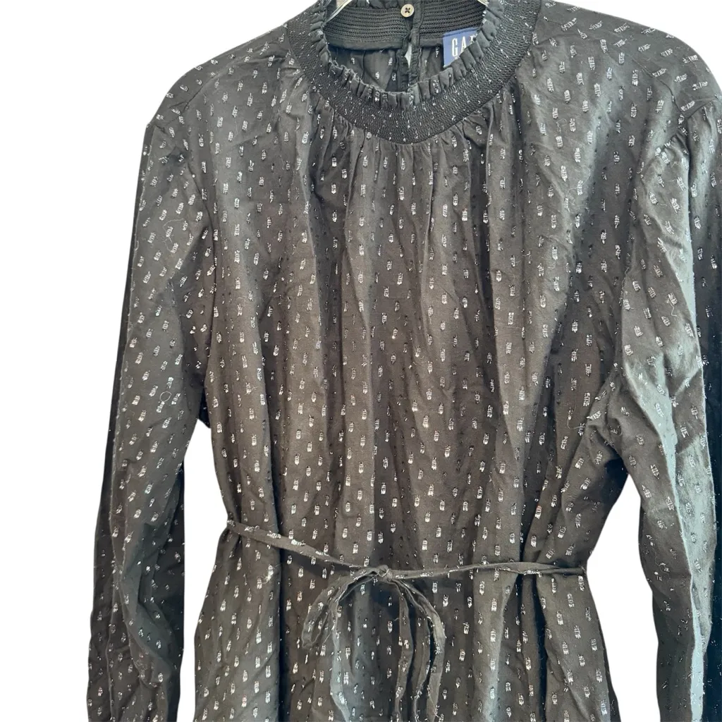 GAP Mockneck Metallic Mini Dress Tiered Smocked Neck Size XXL - Image 3