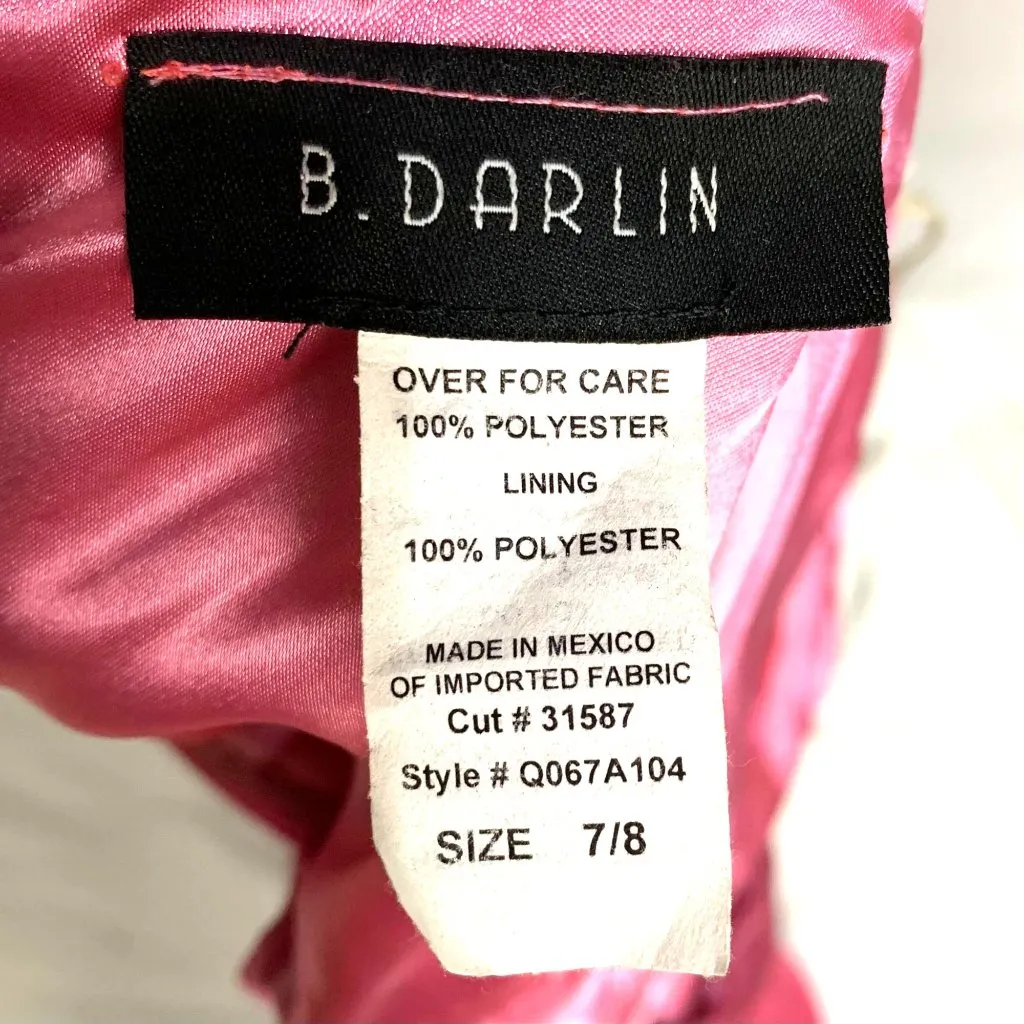 Strapless Pink Gown 8 Crystal Beaded Flowing Chiffon Prom Pageant Formal Dress - Image 8