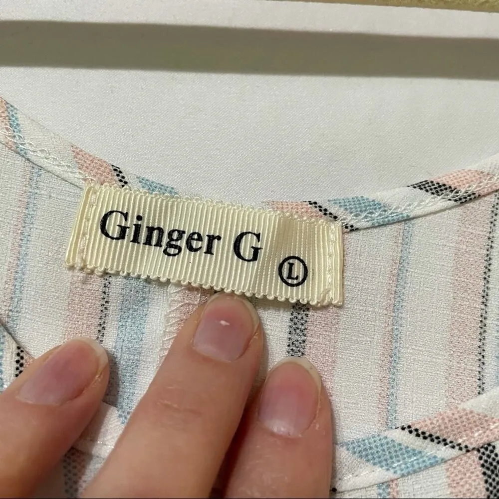 Vertical Stripes Tie Shoulder Swimsuit Coverup L - Image 6