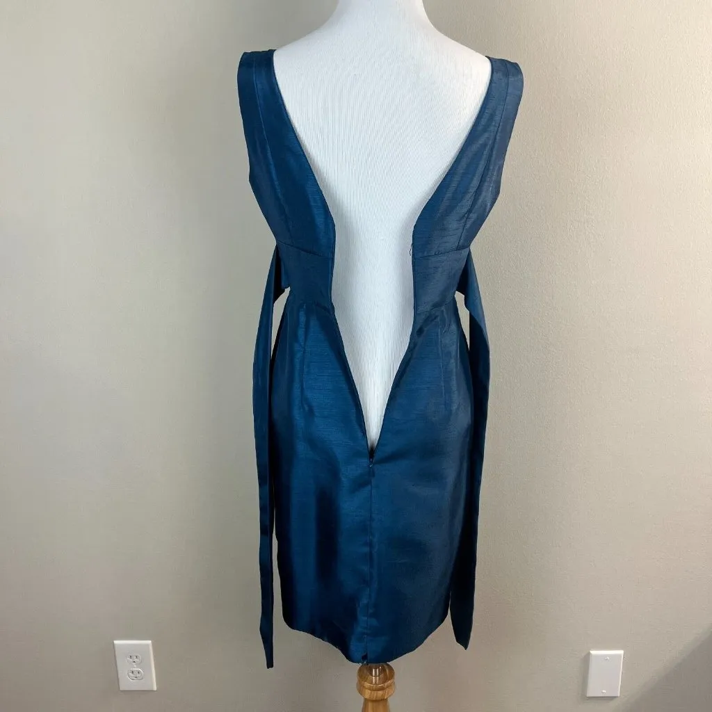 Jenny Yoo Collection Dress 0 Blue Empire‎ Tie Back V-Neck Pleated Above Knee - Image 8