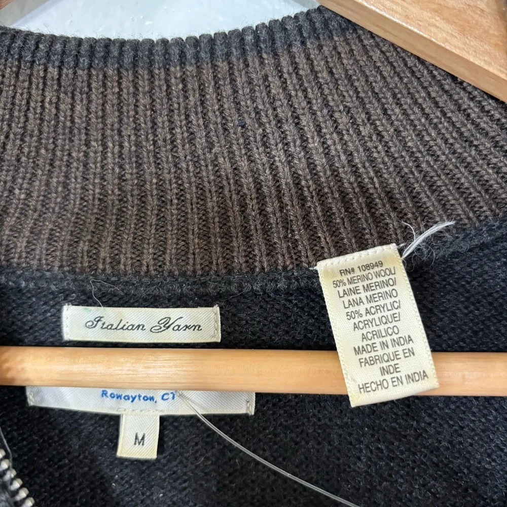 Alex Cannon Earthy Neutral Color Block Wool Blend 1/4 Zip Sweater Size M Brown Size M - Image 2