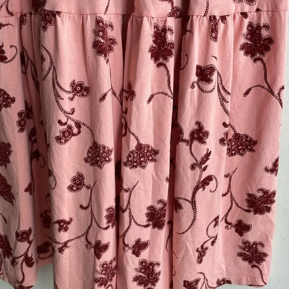 Anthropologie Daily Practice Tiered Maxi Dress Lounge Pink Floral - Image 13